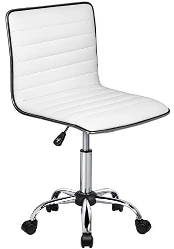 BOSSIN White Mid-Back Armless Swivel Task Chair for Home Office