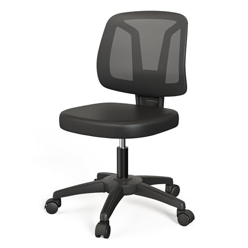 Ergonomic Swivel Chair for Small Spaces – Adjustable Height, Black