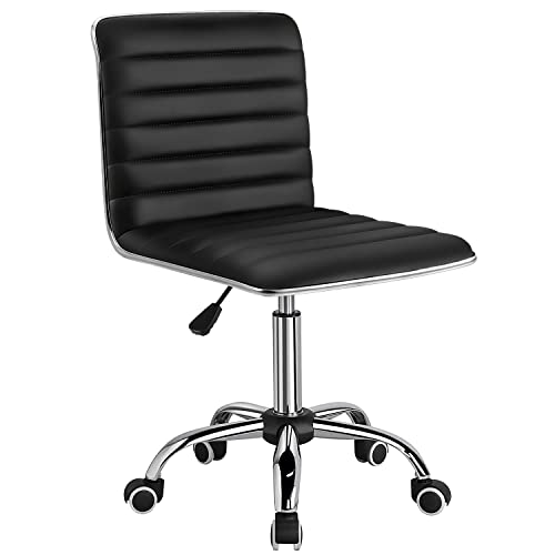 Furmax Black Mid-Back Swivel Task Chair for Office and Makeup Room