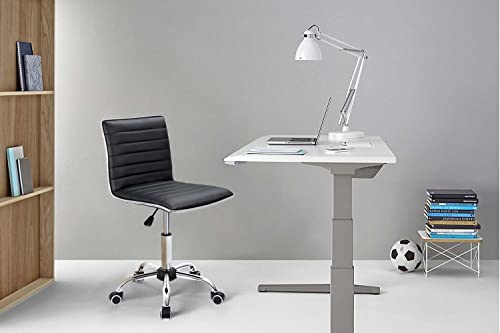Furmax Armless Black Leather Mid Back Desk Chair - Ideal for Makeup Rooms and Offices
