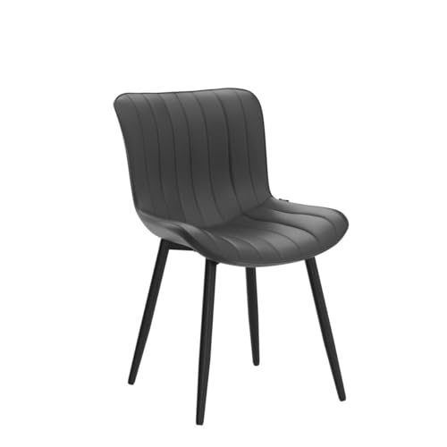 JNS AVIATION Set of 2 Black Upholstered Mid-Century Dining Chairs with Metal Legs