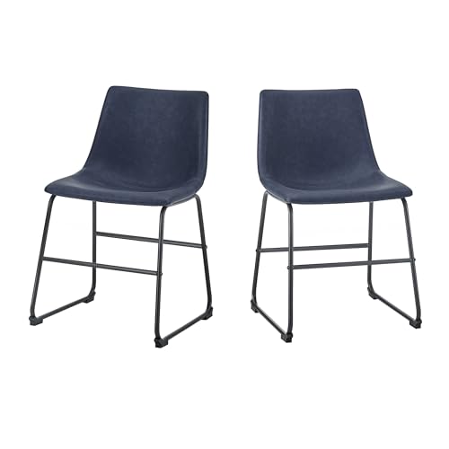 Urban Industrial Navy Blue Dining Chairs, Set of 2