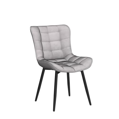 YOUTASTE Set of 2 Grey PU Leather Dining Chairs with Metal Legs