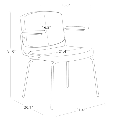 Set of 2 Mid-Century Modern Upholstered Dining Chairs with Walnut Arms and Chrome Legs (Black)