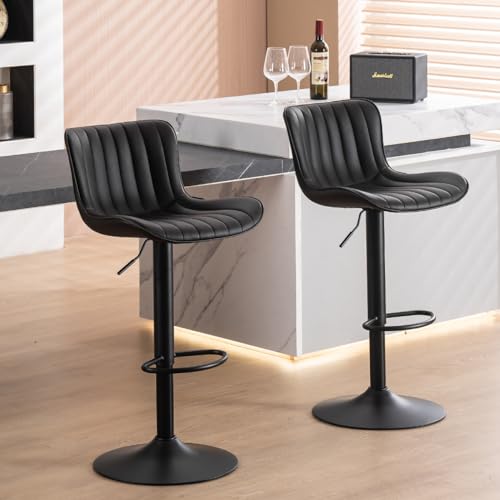 Black Metal 24-inch Counter Height Barstools Set of 2 for Kitchen Island