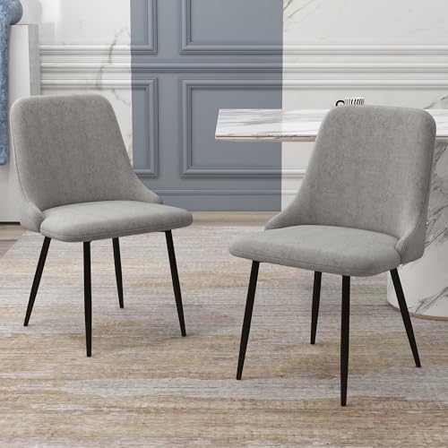 Set of 4 Modern Velvet Dining Chairs with Thick Cushions and Metal Legs (Gray)