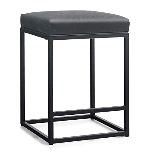 MAISON ARTS Set of 4 Black Backless Modern Kitchen Bar Stools