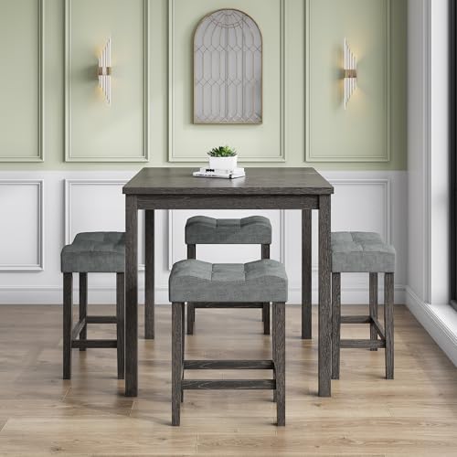 Modern Black 5-Piece Counter Height Dining Table Set