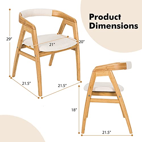 Modern Bamboo Accent Chair with Cushion for Living Room, Bedroom, Dining Room