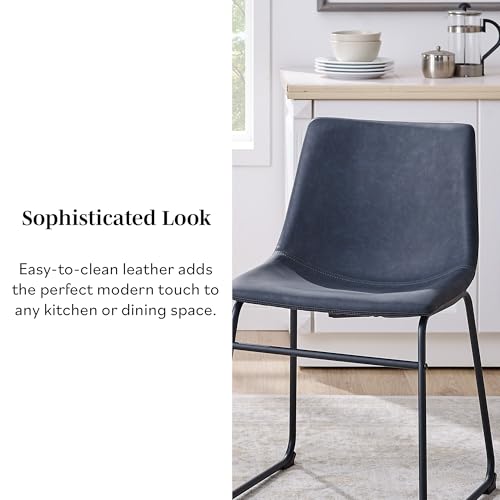 Urban Industrial Navy Blue Dining Chairs, Set of 2