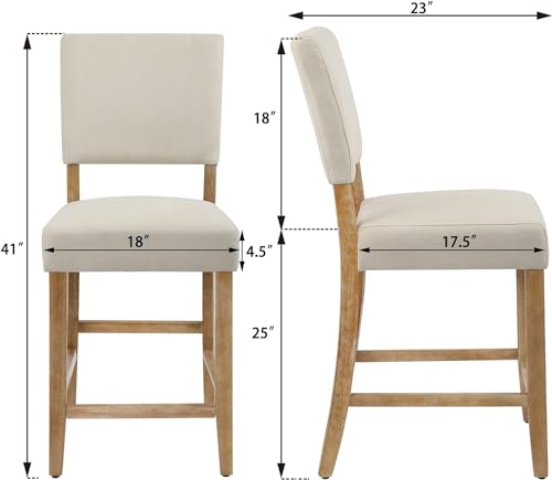 24 Inch Counter Height Bar Stools Set of 4 for Kitchen Counter, Beige