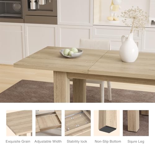 Vabches Extendable Mid-Century Modern Dining Table for 6-10, 55'' to 78'', Space-Saving Design for Small Apartments and Conferences