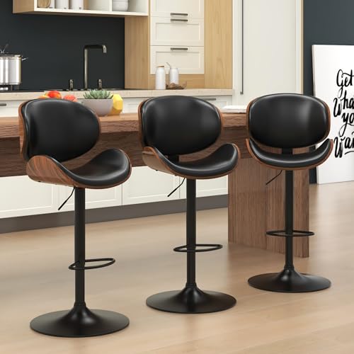 2 Swivel Bar Stools with Footrest for Kitchen and Bar