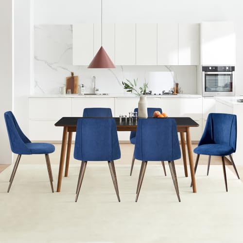 Set of 2 Dark Blue Upholstered Dining Chairs for Home and Restaurant