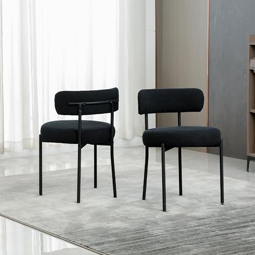 Black Mid-Century Dining Chairs Set of 2 for Kitchen and Dining Room