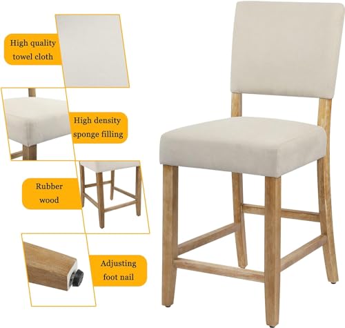 24 Inch Counter Height Bar Stools Set of 4 for Kitchen Counter, Beige