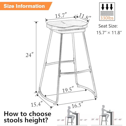 24 Metal Bar Stools Set of 4, Saddle Seat Backless Counter Height Barstools - Brown

Audience: those interested in bar stools for kitchen islands.