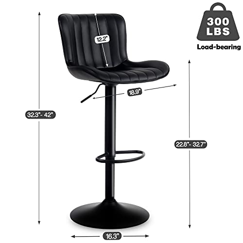 Black Metal 24-inch Counter Height Barstools Set of 2 for Kitchen Island