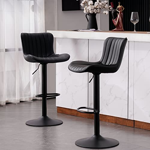 Black Metal 24-inch Counter Height Barstools Set of 2 for Kitchen Island
