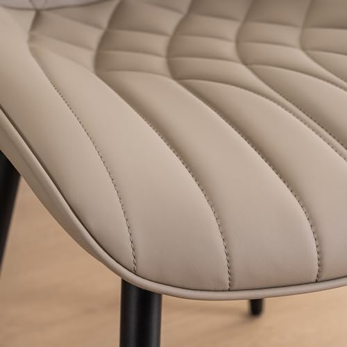 JNS AVIATION Mid Century Modern Khaki Dining Chair Set - Comfortable Faux Leather