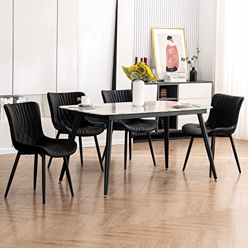 YOUTASTE Set of 2 Mid-Century Modern Black Dining Chairs