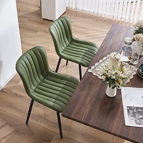 JNS AVIATION Set of 2 Olive Green Mid-Century Modern Dining Chairs
