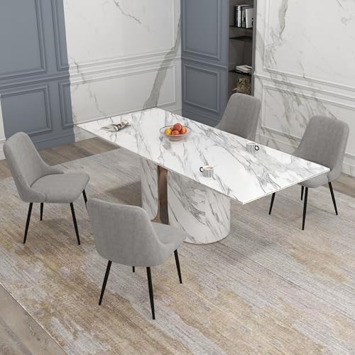 Set of 4 Modern Velvet Dining Chairs with Thick Cushions and Metal Legs (Gray)