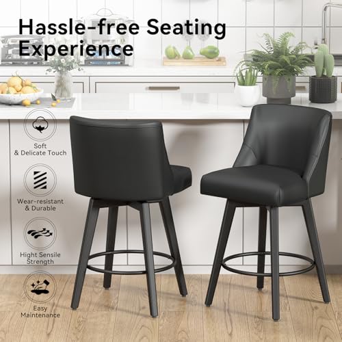 Set of 2 Swivel Bar Stools for Kitchen Island or Dining Room