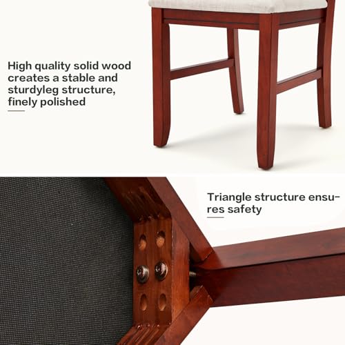 MELLCOM Set of 2 Modern Farmhouse Upholstered Dining Chairs with Cross Back, Cherry