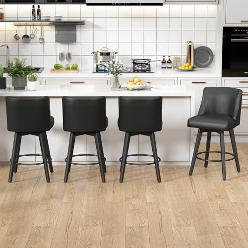 Set of 2 Swivel Bar Stools for Kitchen Island or Dining Room