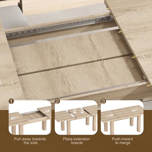 Vabches Extendable Mid-Century Modern Dining Table for 6-10, 55'' to 78'', Space-Saving Design for Small Apartments and Conferences
