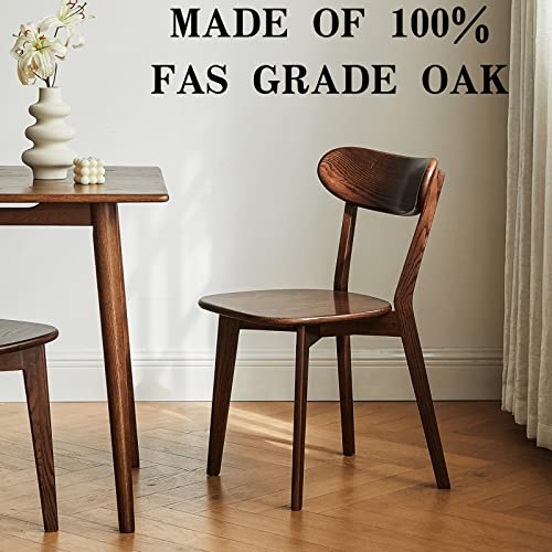 Mid-Century Modern Oak Dining Chairs with Curved Backrest, Walnut Finish (1)