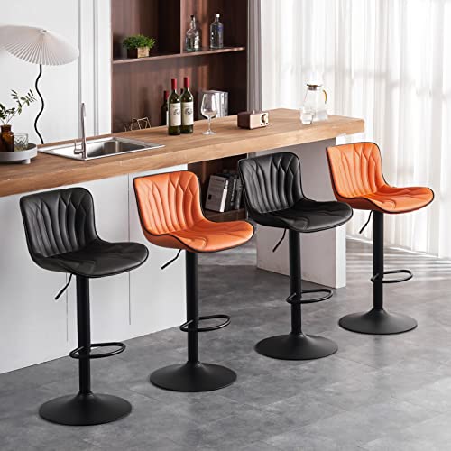 JNS AVIATION 24-Inch Orange Swivel Bar Stools with Back for Kitchen Island