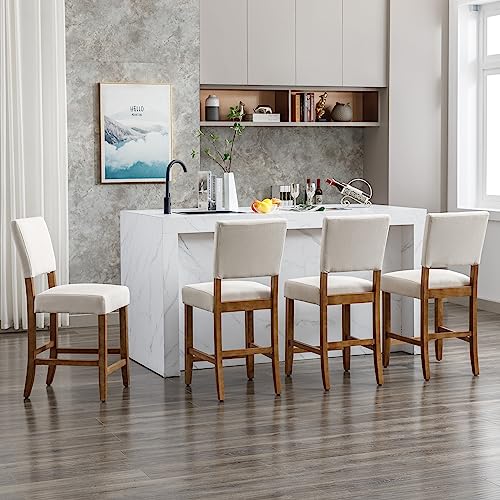 24 Inch Counter Height Bar Stools Set of 4 for Kitchen Counter, Beige