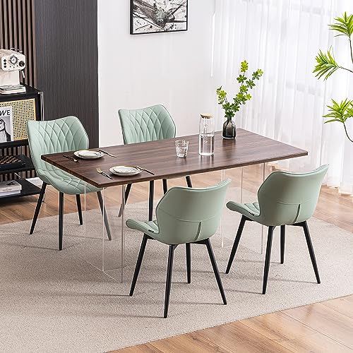 YOUNIKE Set of 2 Mint Green Upholstered Dining Chairs with Metal Legs