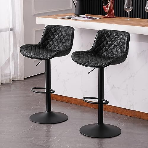 JNS AVIATION Modern White Faux Leather Swivel Bar Stool Set