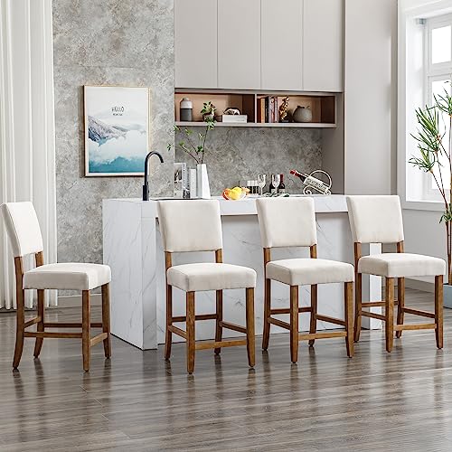 24 Inch Counter Height Bar Stools Set of 4 for Kitchen Counter, Beige