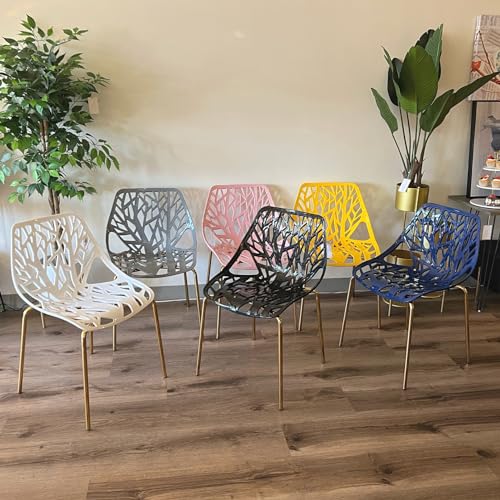 Elegant Navy Blue Dining Chairs with Gold Legs for Indoors/Outdoors