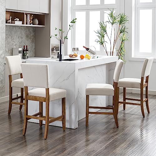 24 Inch Counter Height Bar Stools Set of 4 for Kitchen Counter, Beige