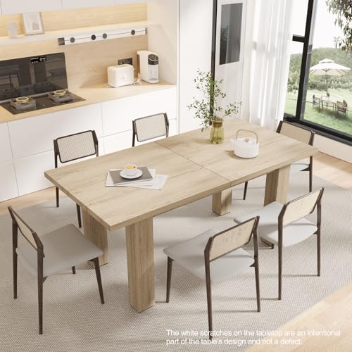 Vabches Extendable Mid-Century Modern Dining Table for 6-10, 55'' to 78'', Space-Saving Design for Small Apartments and Conferences