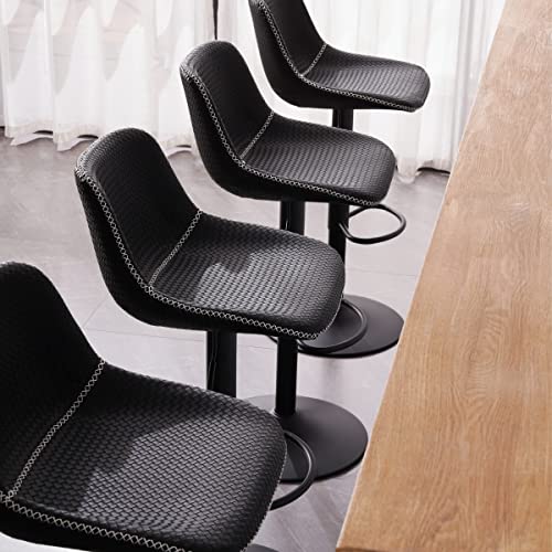 JNS AVIATION Set of 2 Modern Adjustable Faux Leather Swivel Bar Stools for Kitchen Islands
